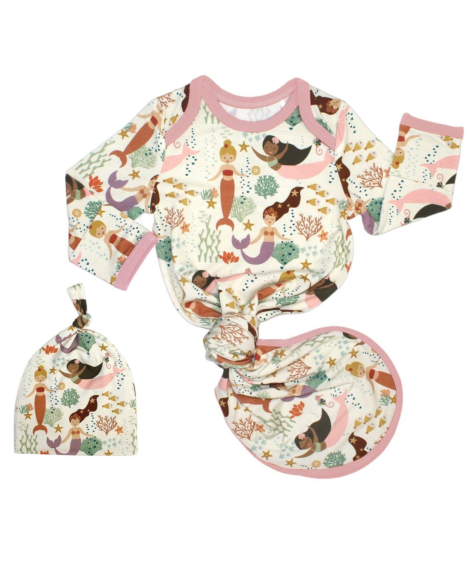 Image of Mermaid Newborn Gift Set - Making Waves, Bamboo Gown & Hat